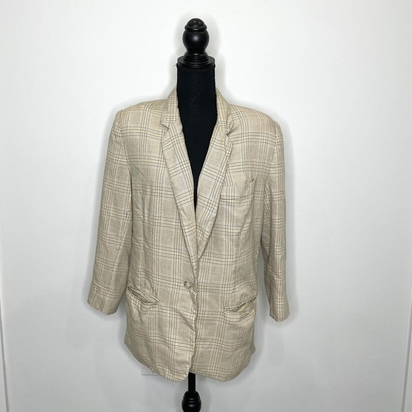 Ann Taylor Jackets & Blazers - Ann Taylor Brown Beige Padded Shoulder Blazer